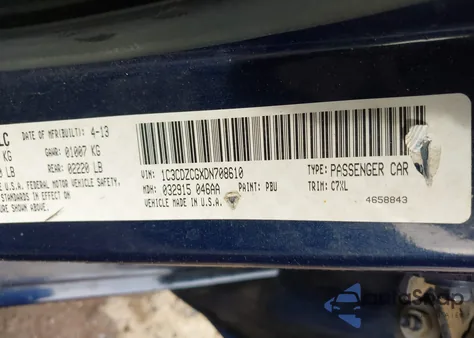 2013 Dodge Avenger Sxt из США, поврежденный, VIN 1C3CDZCGXDN708610